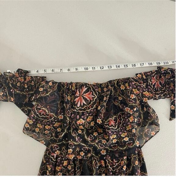 Misa Los Angeles Black Multi Floral Off-the-Shoulder Ruffle Midi Micaela Dress - Picture 10 of 12